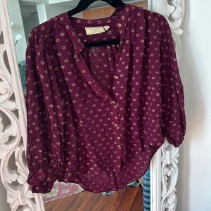 Anthropologie blouse with gold detail